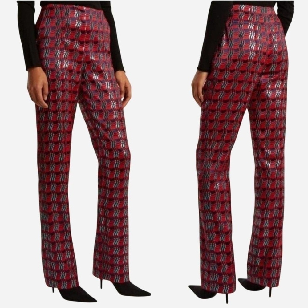 Diane Von Furstenberg Red and Black Patterned Pants